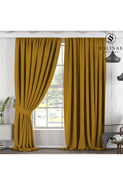 Solinas Collection Diamond Yellow 1 X 3 Dense Pleated Background Curtain – Si...