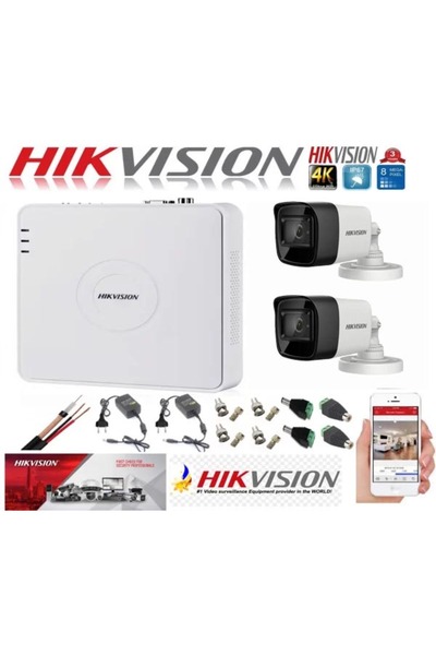 Hikvision Ultra Professional Surveillance System 2 Cameras 8MP 4K DVR 4 Channels