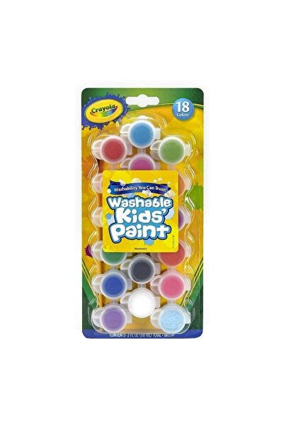Crayola Kids Washable Paint Pots with Brush Multicolour