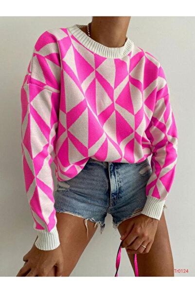 Mad Diva White/Pink Knitted Sweater, Ela