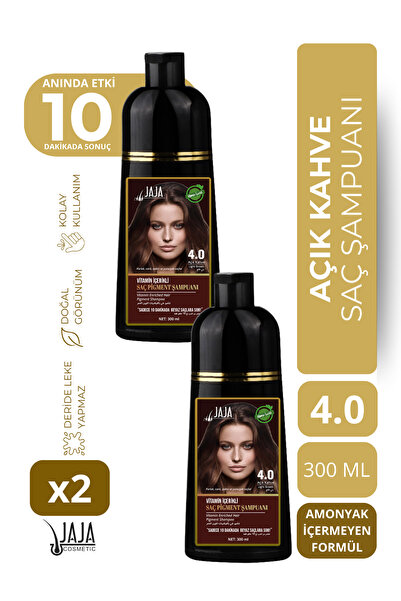 Jaja Açık Kahve Light Brown Saç Pigment Şampuanı 4.0 | 300 ML x 2 Adet & Vita...