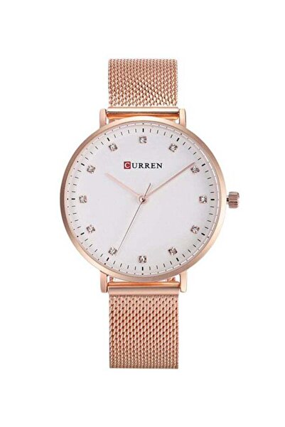 Curren ساعة نسائية تناظرية مقاومة للماء مصنوعة من الفولاذ المقاوم للصدأ