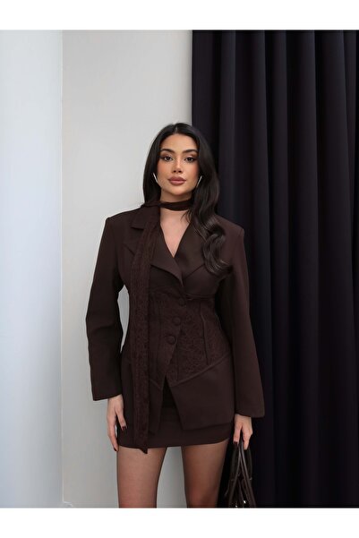 ESRAHELVACI Tulle Shawl Lace Bodice Jacket Skirt Set