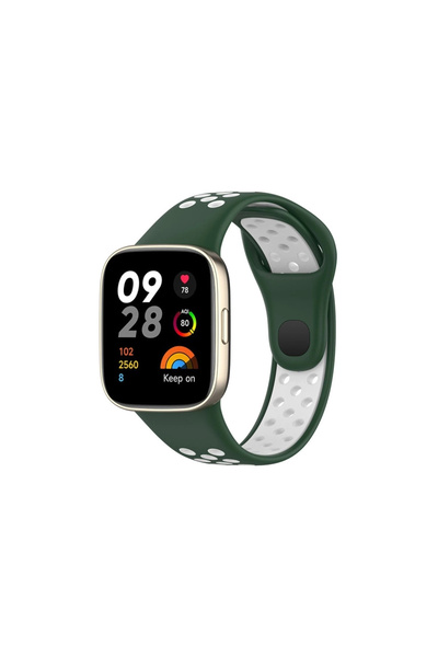 eco port Redmi Watch 3 Sport Perforated Strap (Not a Watch) - Khaki Green-White