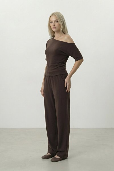 VAGGON Kayık Neckline Blouse and Pants Set