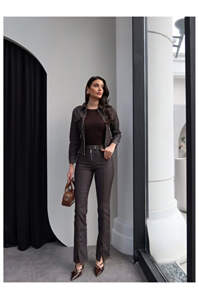 ESRAHELVACI Denim Zippered Jacket and Pants Set