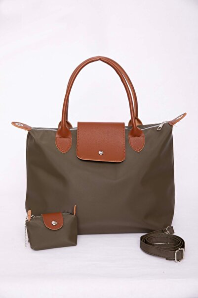 EBRUTESETTÜR Zippered Cover Hand & Shoulder Bag Khaki