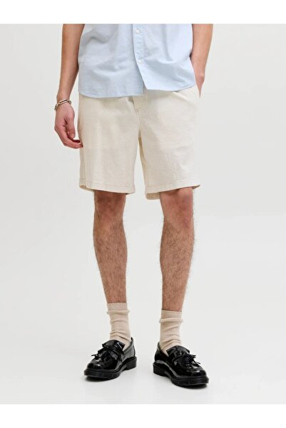 Jack & Jones Ανδρική Φόρμα Σορτς από Λινό Μείγμα, Κανονική Γραμμή, Μπεζ