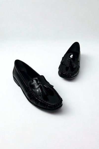 inizio Loafer negru Rogan cu ciucuri GD05