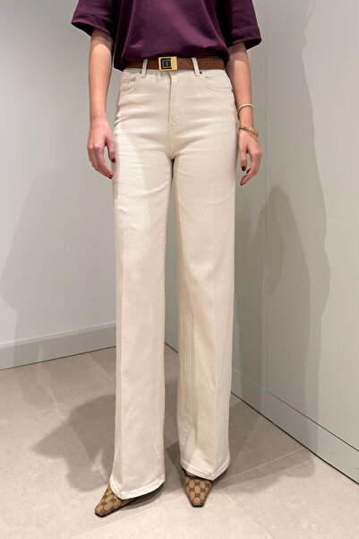 MAGARDE Wide Leg Ironed Gabardine Jean - Beige