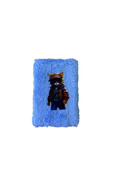 mercanpromosyon دفتر ملاحظات قطيفة على شكل قطة مع نظارات مرجانية - دفتر ملاحظ...