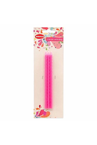 Party Extra long birthday candle set – 3 pieces, pink