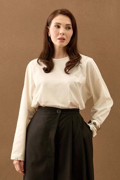 Ceylan Otantik Single Jersey Raglan Sleeve Ecru Bodysuit