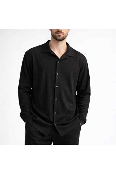 WENMİNG Men's Corduroy Ottoman Shirt Summer Long Sleeve