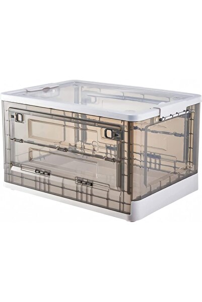 Arabest Large Clear Plastic Storage Box with Wheels,Collapsible Foldable Stac...