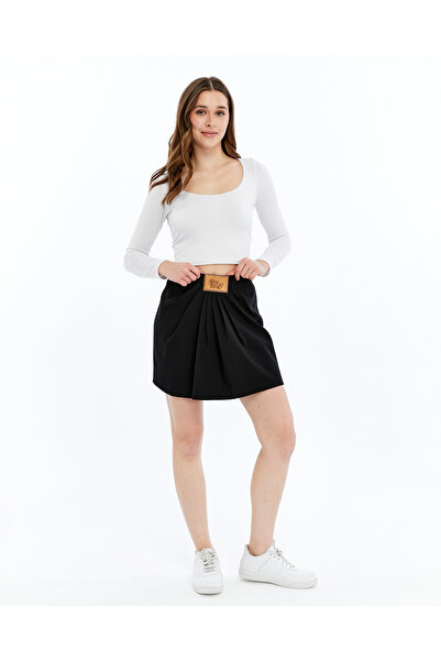 Bella Bloom Boutique Women's Leather Mini Skirt with Plate and Pleat Details ...