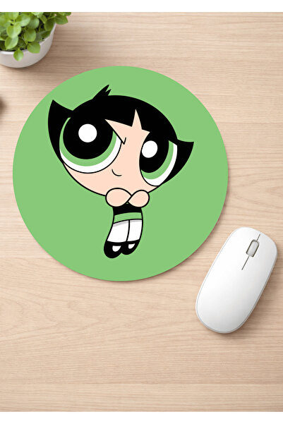 Eylül Design Powerpuff Girls Printed Round Non-Slip Mousepad Ergonomic Mouse Pad