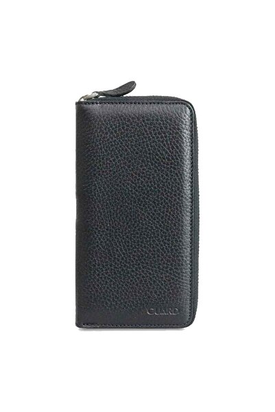 GUARD 3016 Siyah Hakiki Deri Fermuarlı Portföy Cüzdan