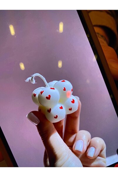 CEYASTERİA Bubble mum kokulu beyaz üzeri pembe kalpli
