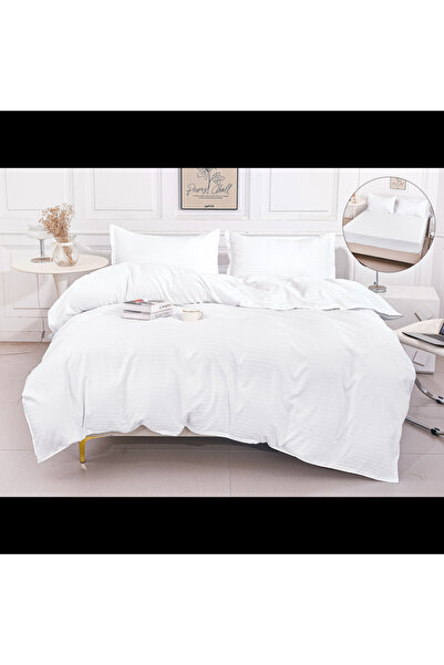 Casa Pucioasa Duvet Cover Set Set - 4 Pieces, Fine Damask with Stretchy, 2 Pe...