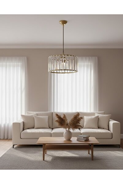 Çabuk Elektrik Modern Gold Kristal Silindir Sarkıt Avize
