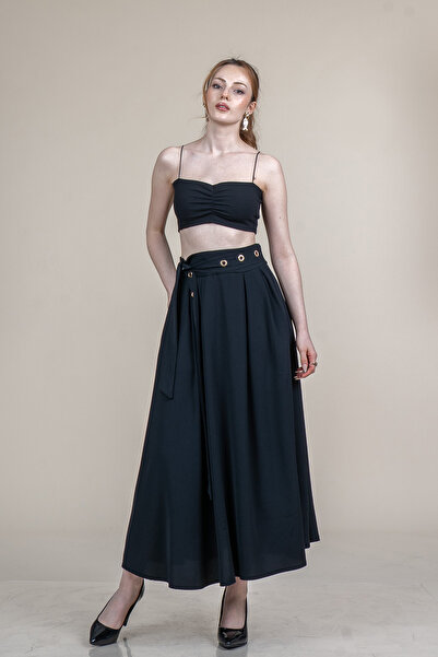 MissVina Eyelet Belt Detailed Skirt 6870