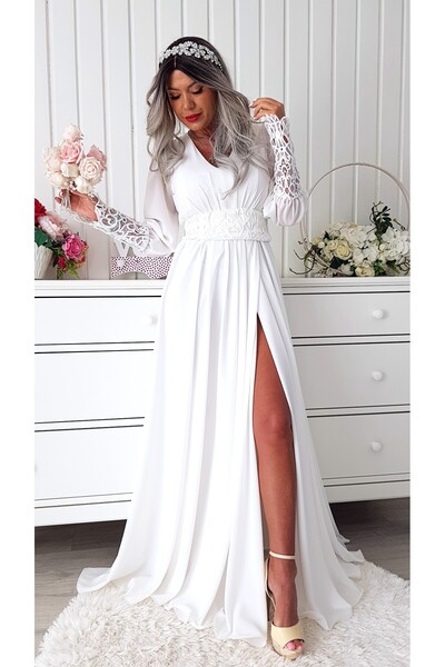 Voguesta Rochie lungă de ocazie Myna Albă