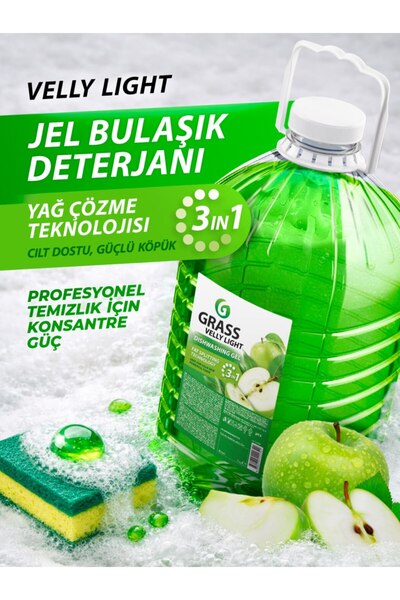 GRASS Velly Konsantre Elde Bulaşık Deterjanı Yeşil Elma Kokulu 5 Lt El Dostu ...