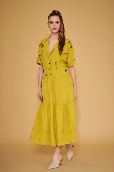 VERDA Text Embroidered Long Dress