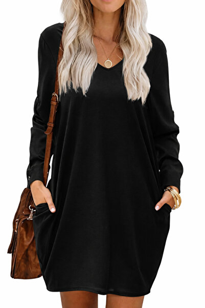 Beluring Rochie casual, material moale, respirabil și confortabil, negru L