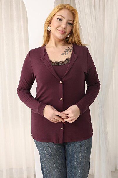 Siyezen Plus Size Athlete Detailed Cardigan