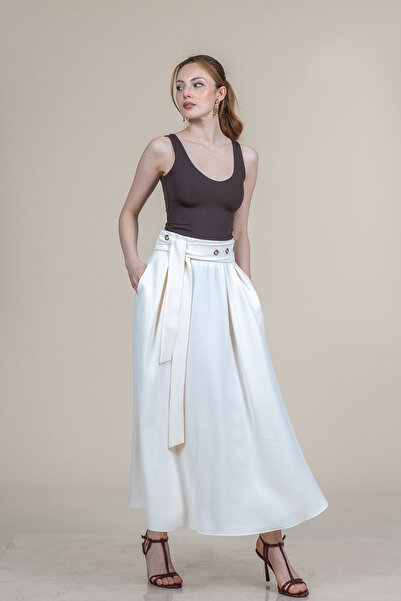 MissVina Eyelet Belt Detailed Skirt 6870