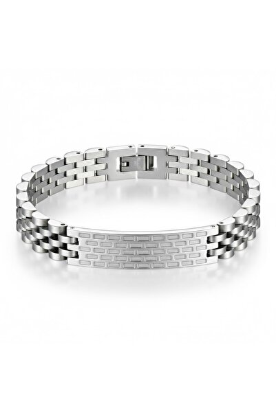 Tessero Men's Premium Stainless Steel Bracelet, Brick Design Texture, Elegant...