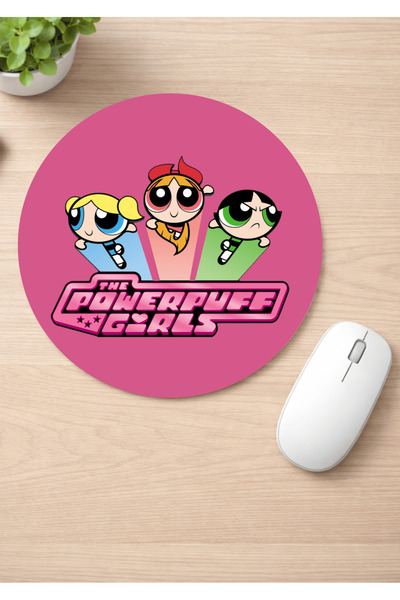Eylül Design Powerpuff Girls Printed Round Non-Slip Mousepad Ergonomic Mouse Pad