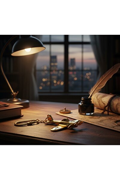 Kuzey Tacı Retro Aviation Series: Genuine Brass Propeller Airplane Keychain A...