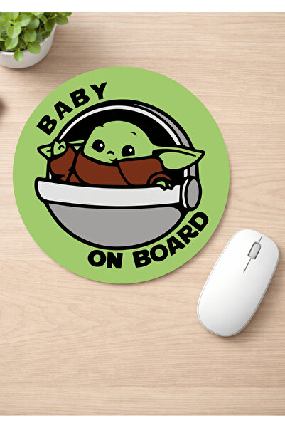 Eylül Design Baby Yoda Printed Round Non-Slip Mousepad Ergonomic Mouse Pad