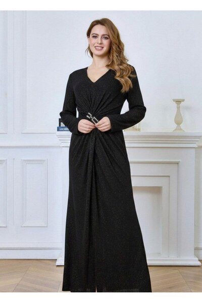 alqarat "Anaqa" Classic Dress with Gold Shimmer