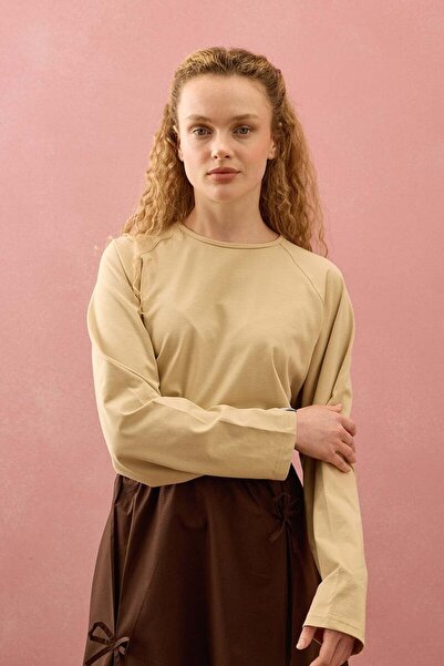 Ceylan Otantik Single Jersey Raglan Sleeve Beige Bodysuit