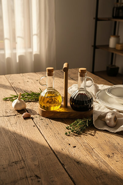 Akayev Oil Pot Set with Acacia Stand