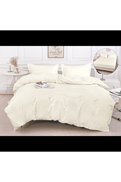 Casa Pucioasa Set Lenjerie De Pat - 4 Piese, Damasc Finetat cu Elastic, 2 Per...