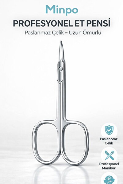 MİNPO Profesyonel Et Pensi Paslanmaz Çelik Manikür Tırnak Eti Kesme Makası Ke...