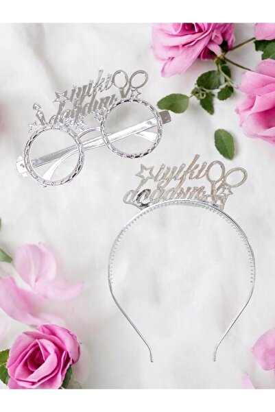 Parti Adresi İyi Ki Doğdun Taç Gözlük Set Doğum Günü Parti Aksesuarı Gümüş