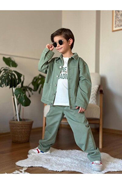 Esprix Kids طقم سترة وبنطلون من الدنيم للأولاد، طقم علوي وسفلي ملون