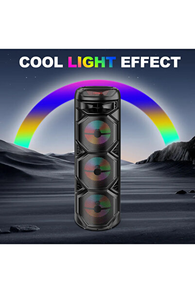 AT Performance Boxă portabilă Sing-e 6,5” x2 cu lumini RGB Bluetooth, radio F...