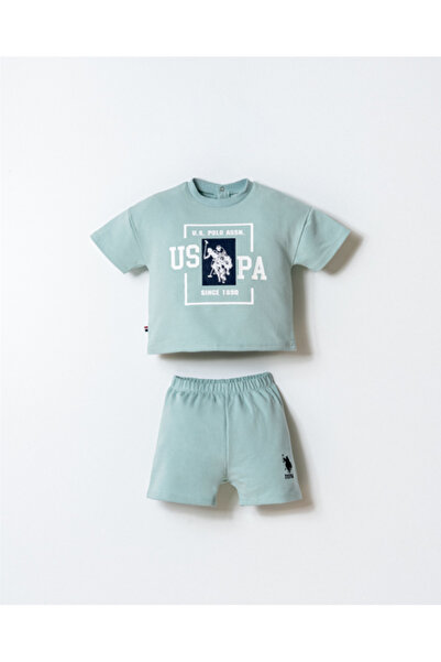 U.S. Polo Assn. U.S.Polo Assn Usb2868 Water Green Baby Boy Suit with Shorts