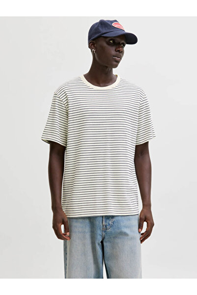 Jack & Jones guler rotund Ecru Bărbați tricou 12288015