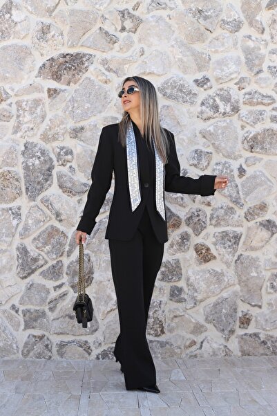 bytugcekaya Black Judge Collar Jacket Suit with Sleeves and Buttons
