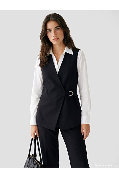 LC Waikiki Lcw Modest Double-Breasted Collar Women's Classic Vest