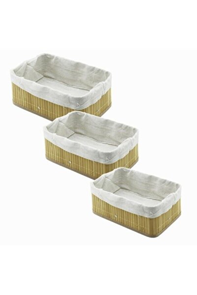 E&D Collection Aee ®   3-Piece Bamboo Organizer Basket Set – Rectangular Bask...