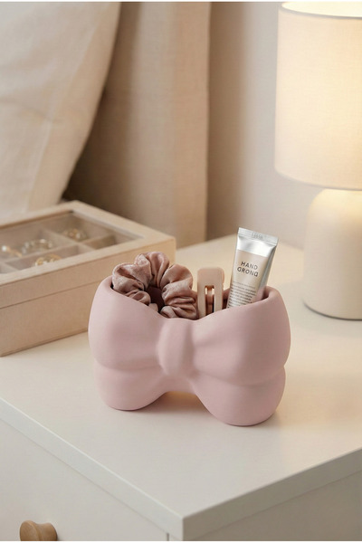 craftopya Pembe Fiyonk Tasarımlı Makyaj Fırçalık Kalemlik ve Masaüstü Organizer Düzenleyici